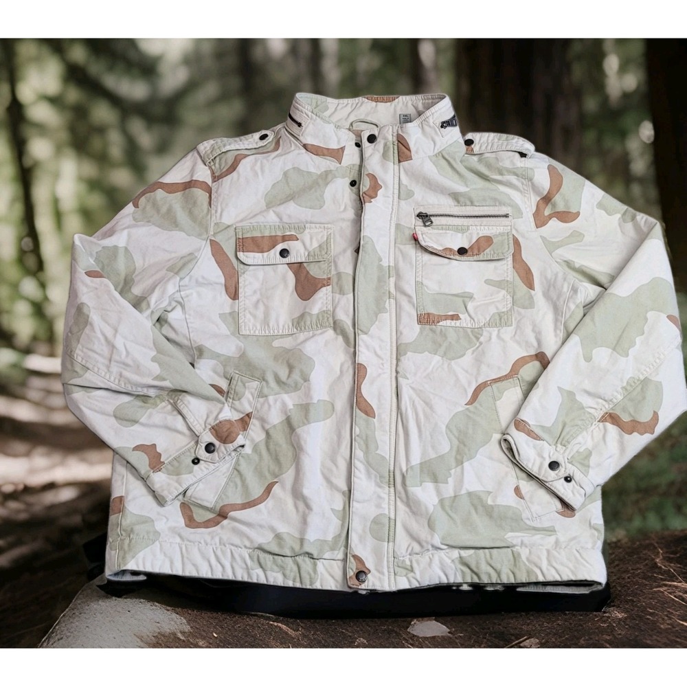 Levi's Jacket Mens XXL 2XL Desert Camo Military Field Canvas Coat XLNT